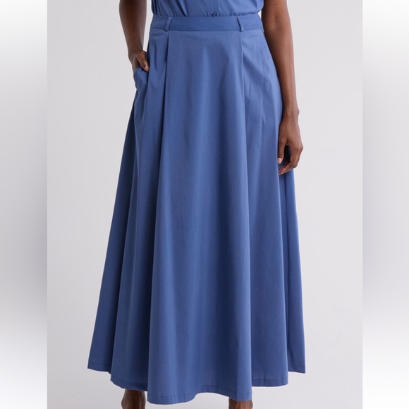 BY DESIGN Abigail Puff Sleeve Button-Up Top with Maxi Skirt Set, Medium - Picture 4 of 10